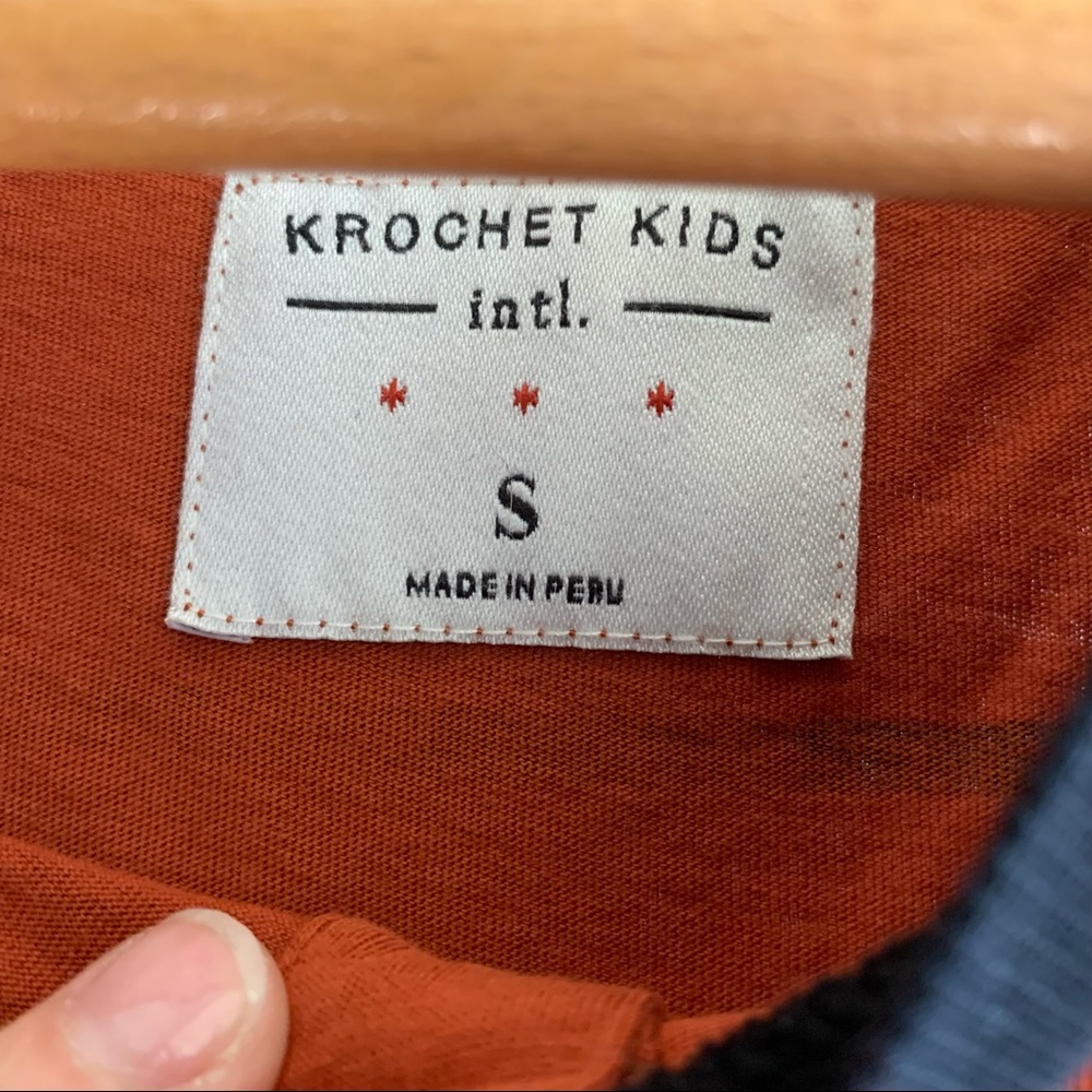 Krochet Kids Orange and Black Striped T Shirt - Picture 3 of 3